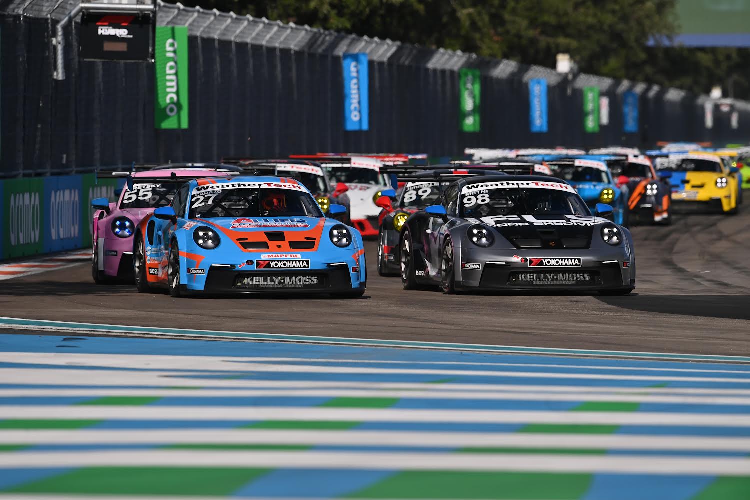 Start of the Porsche Sprint Challenge North America at the F1 Miami GP - 2022.jpg